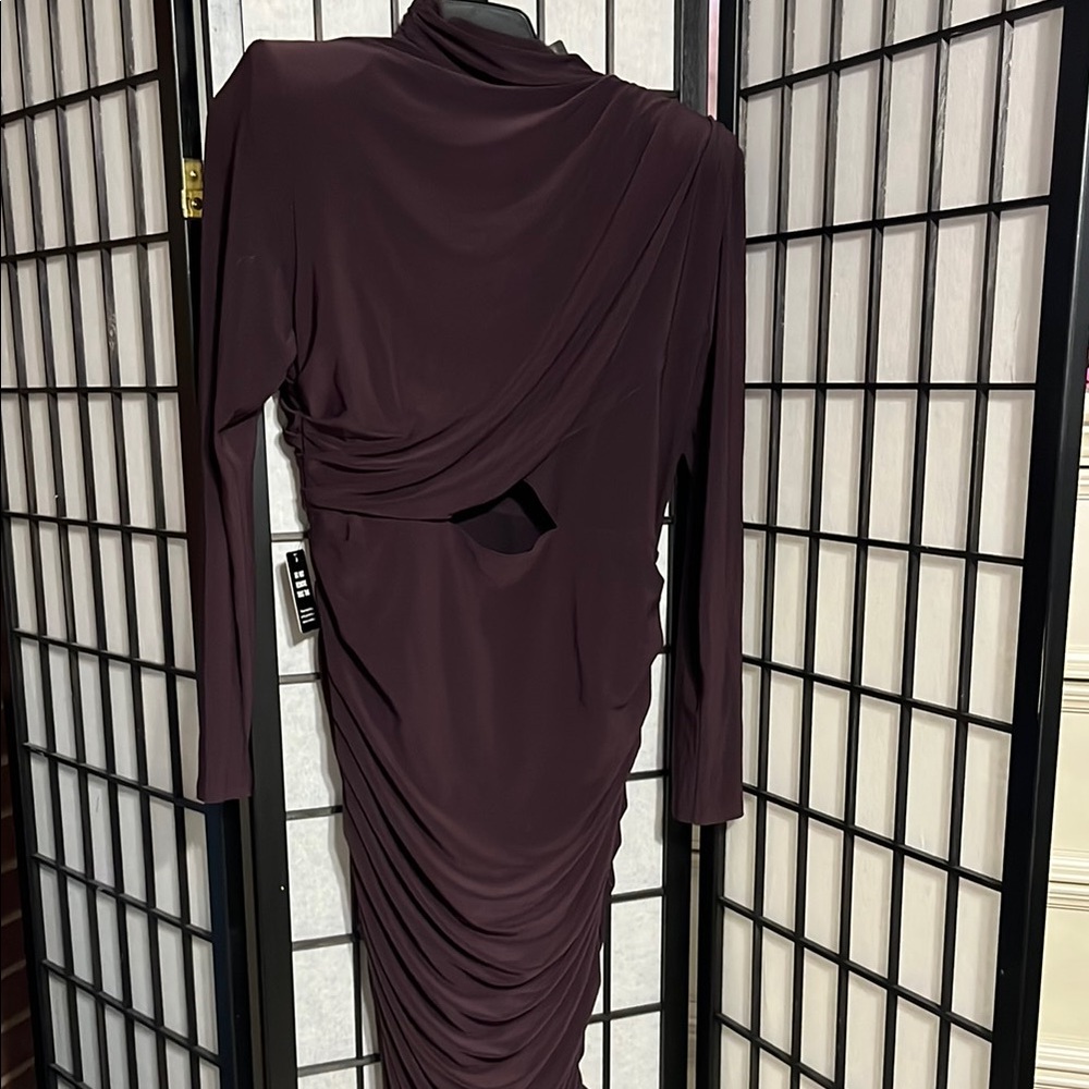 Elegant Burgundy Long Sleeve Dress, NWT Large